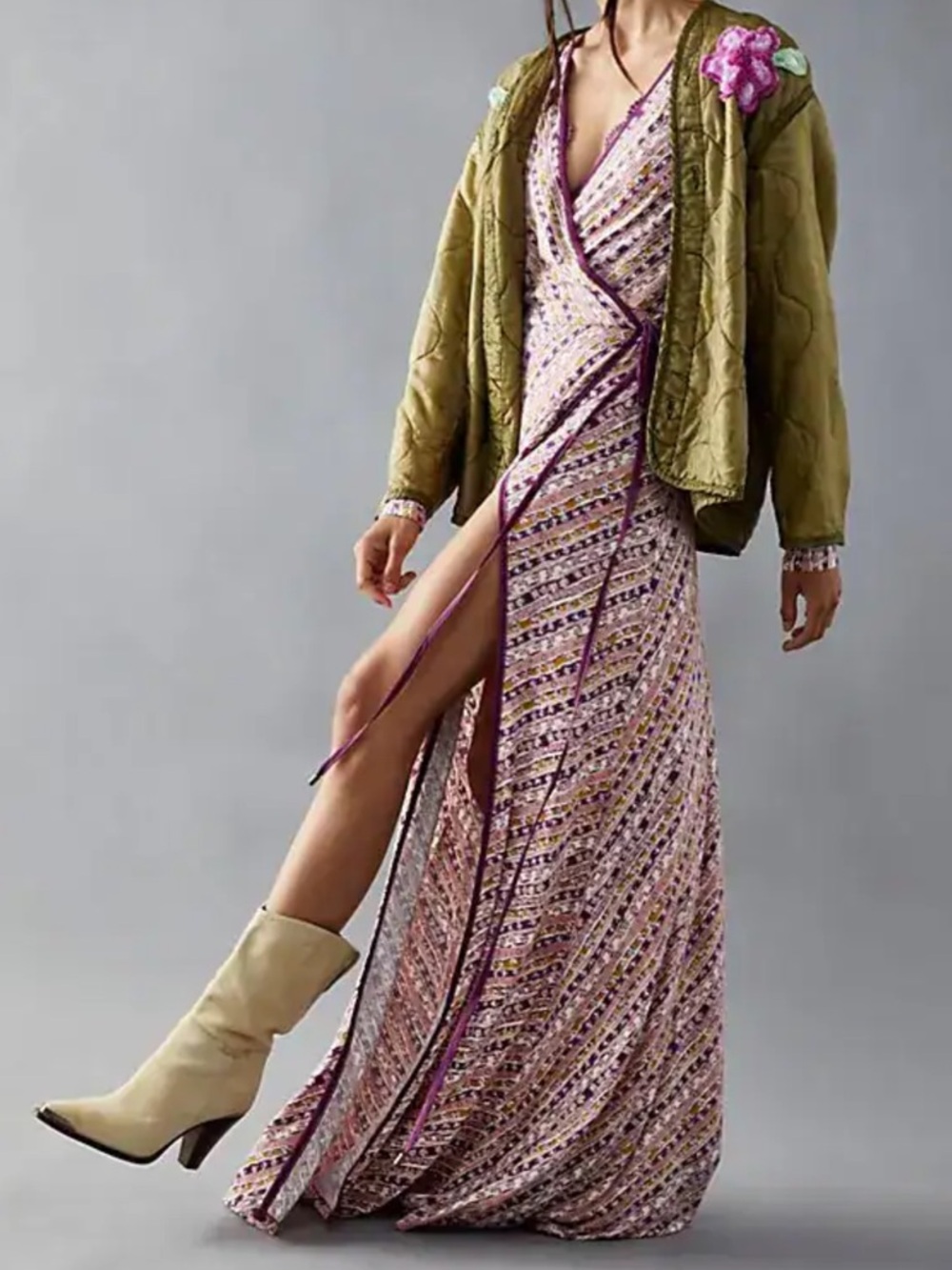 NWT Free People Phoebe Maxi Wrap Dress  Size Small Retail $168.00